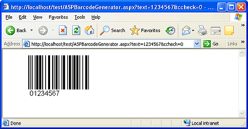 Barcode in the Microsoft Internet Explorer
