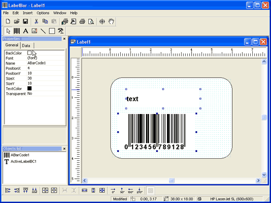 Create the barcode label