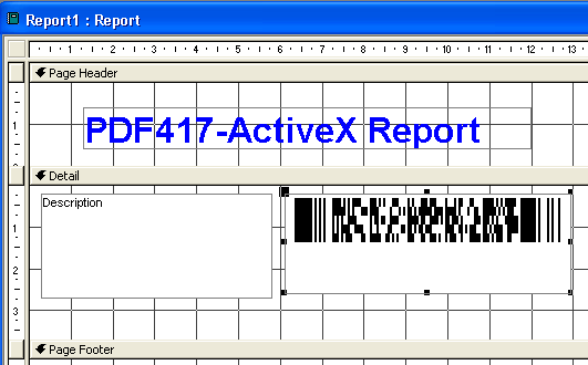 PDF417 Barcode ActiveX Access report